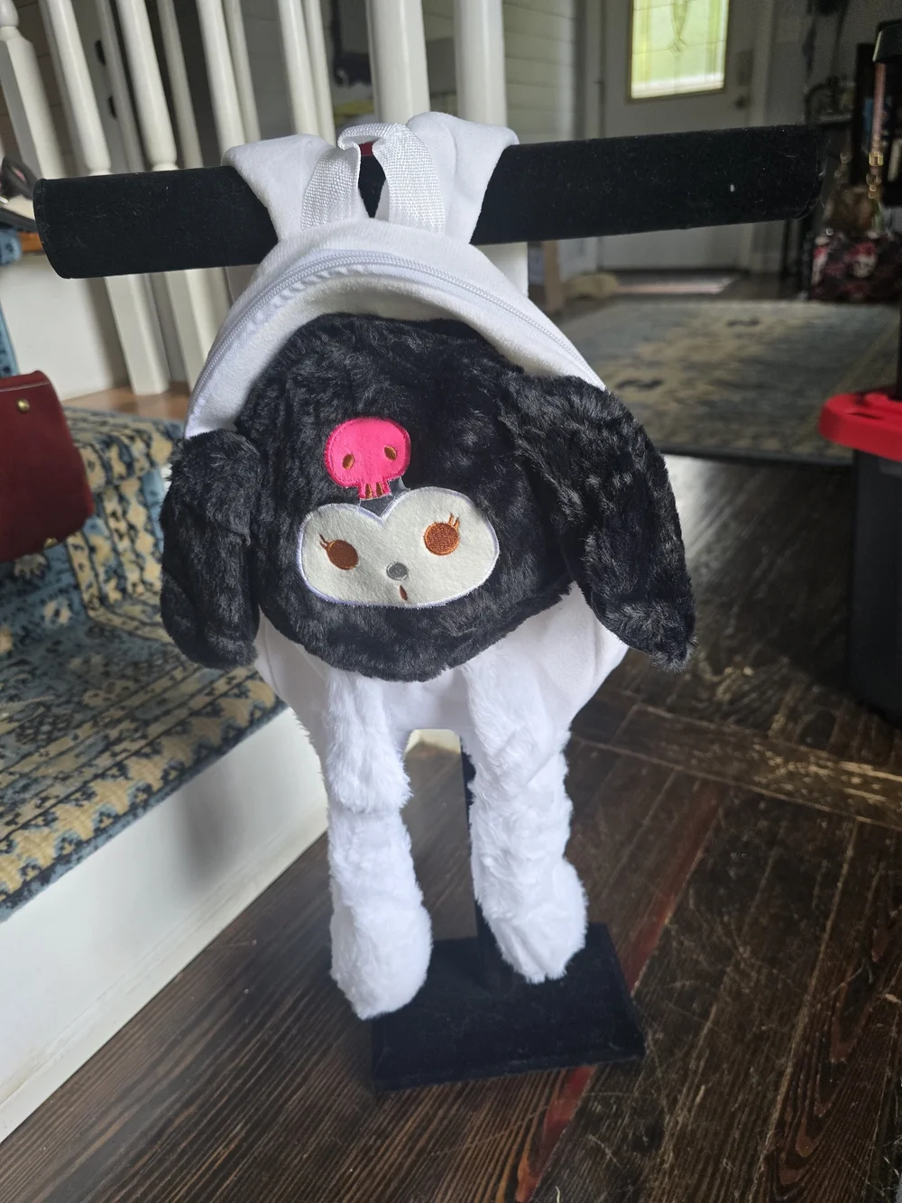 Kids Plush White and Black Character Costume Backpack - Kuromi Style
